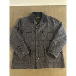 Pendleton Woolen Hills Vintage Mens Wool Coat Jacket Sze XL Gray/Blue Stripe Box